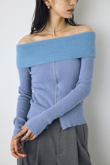 シャギーコンビジップオフショルニット