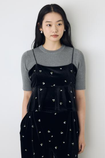 ベロア刺繍キャミソール