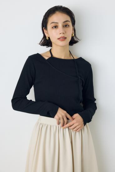 アシンメトリーフェイクレイヤードトップス