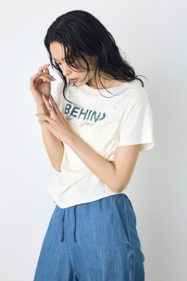 フロントギャザーカラーロゴTシャツ 詳細画像