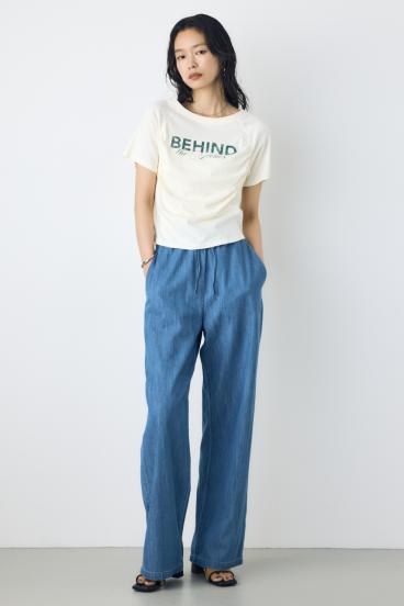 フロントギャザーカラーロゴTシャツ 詳細画像