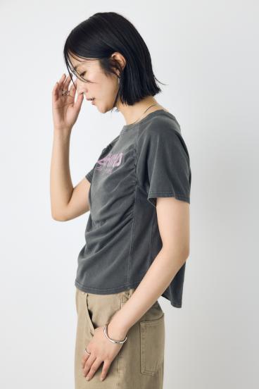 フロントギャザーカラーロゴTシャツ 詳細画像
