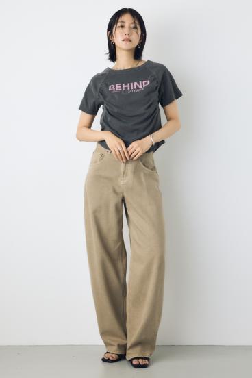 フロントギャザーカラーロゴTシャツ 詳細画像