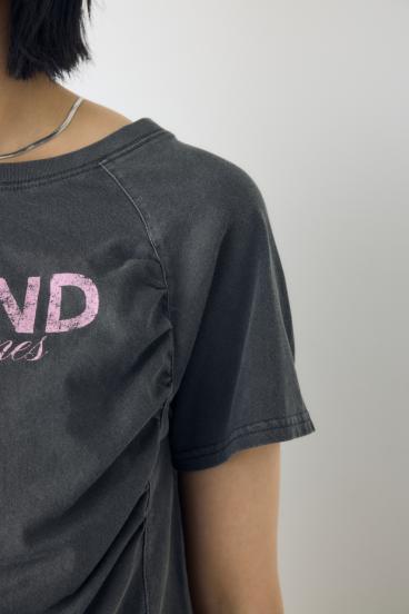 フロントギャザーカラーロゴTシャツ 詳細画像