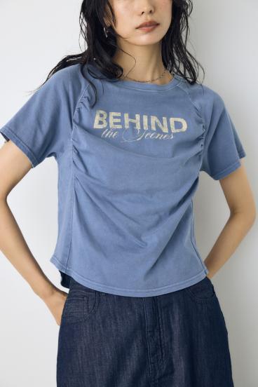 フロントギャザーカラーロゴTシャツ