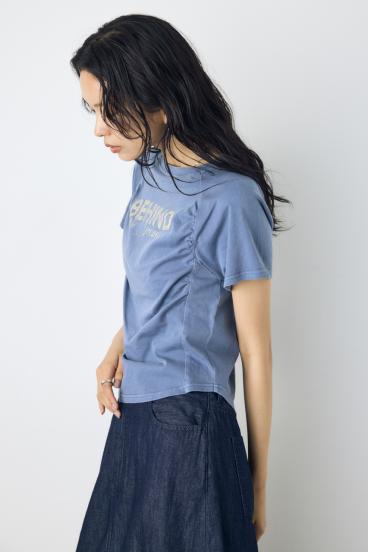フロントギャザーカラーロゴTシャツ 詳細画像