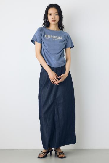 フロントギャザーカラーロゴTシャツ 詳細画像