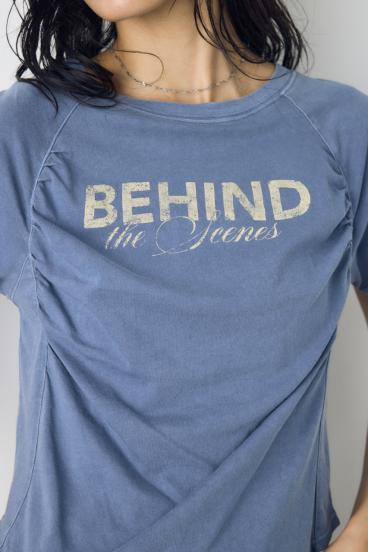 フロントギャザーカラーロゴTシャツ 詳細画像