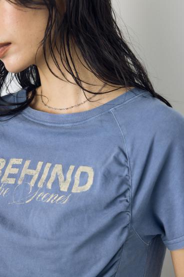 フロントギャザーカラーロゴTシャツ 詳細画像