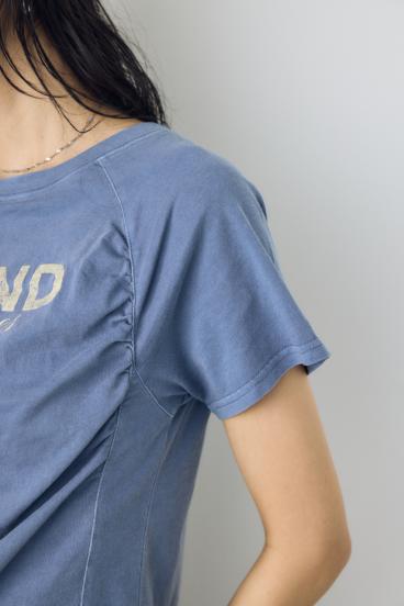 フロントギャザーカラーロゴTシャツ 詳細画像