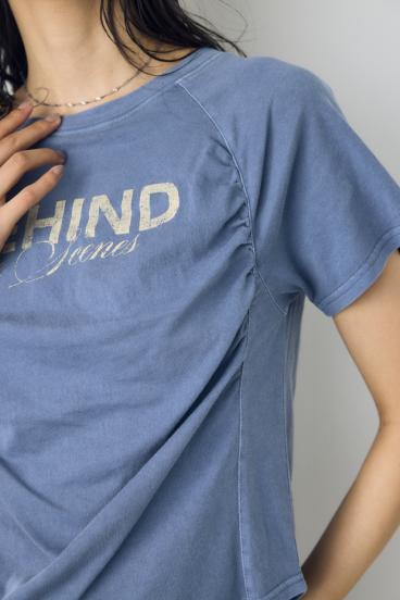 フロントギャザーカラーロゴTシャツ 詳細画像