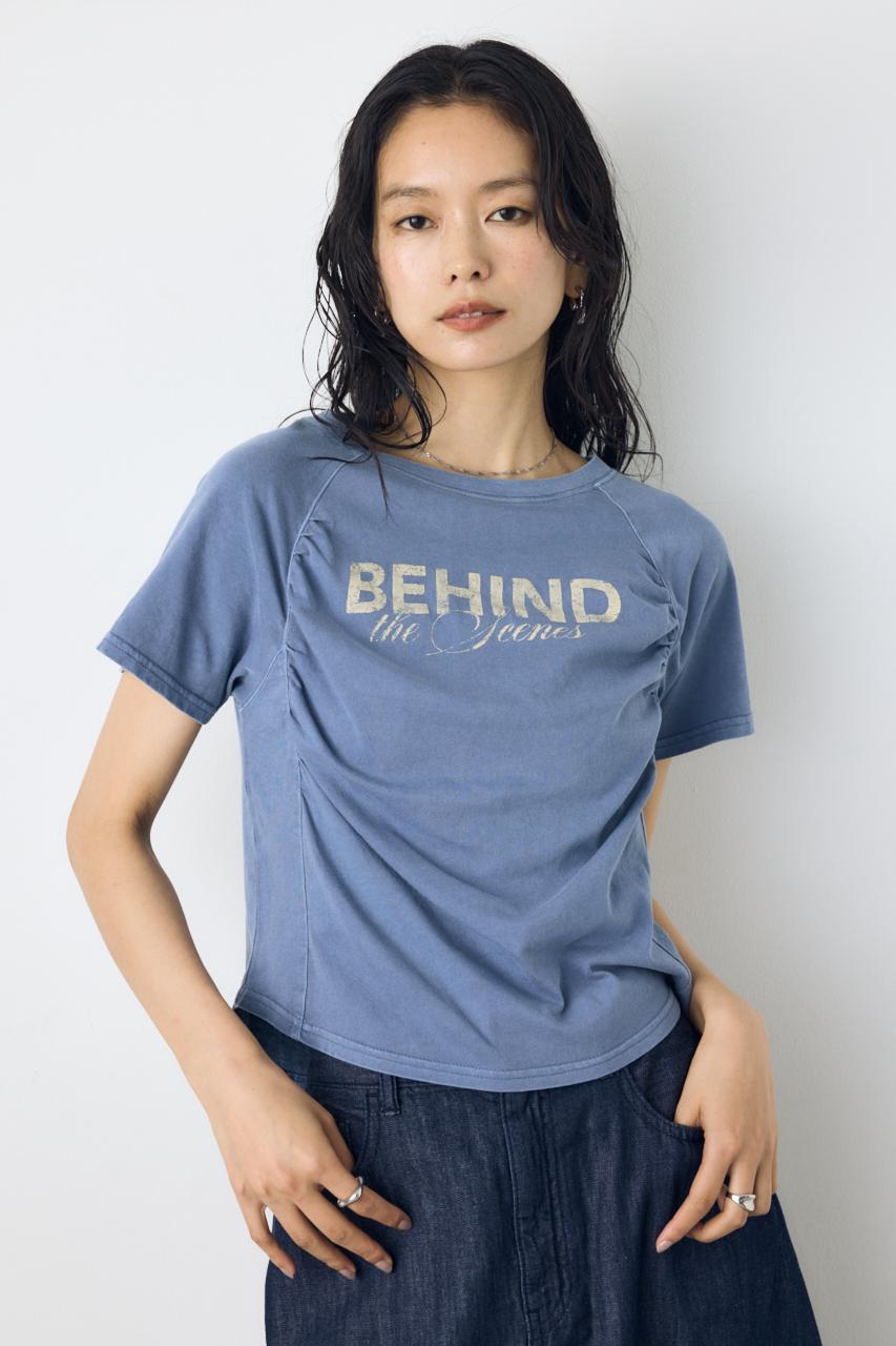フロントギャザーカラーロゴTシャツ