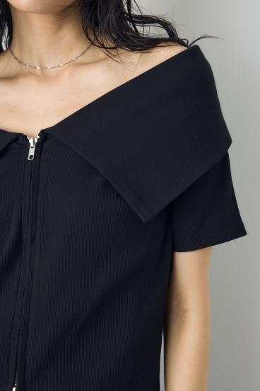 【接触冷感】ダブルジップオフショルトップス 詳細画像