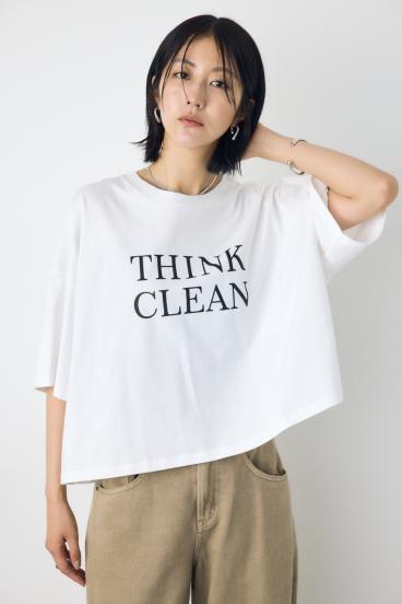 ドロップショルダーロゴ5分袖Tシャツ