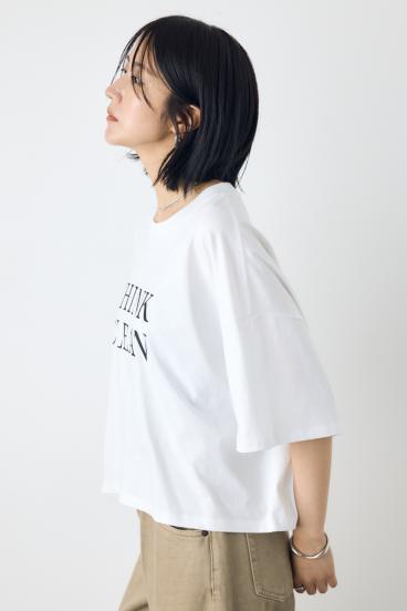 ドロップショルダーロゴ5分袖Tシャツ 詳細画像