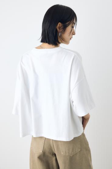 ドロップショルダーロゴ5分袖Tシャツ 詳細画像