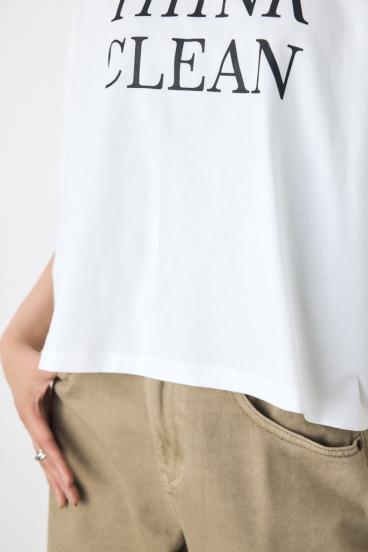 ドロップショルダーロゴ5分袖Tシャツ 詳細画像