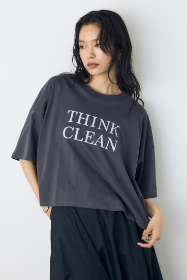 ドロップショルダーロゴ5分袖Tシャツ