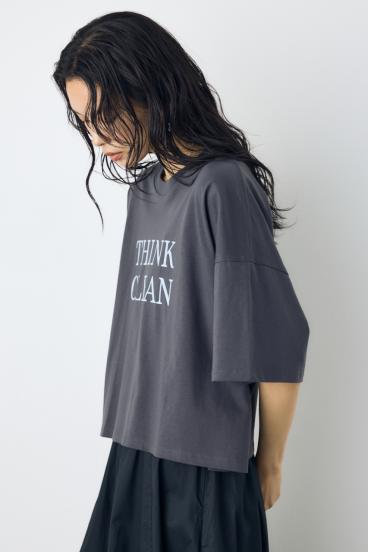 ドロップショルダーロゴ5分袖Tシャツ 詳細画像