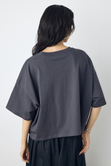 ドロップショルダーロゴ5分袖Tシャツ 詳細画像