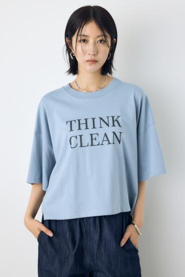 ドロップショルダーロゴ5分袖Tシャツ