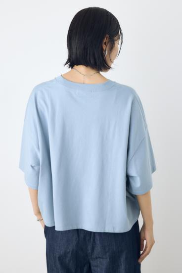 ドロップショルダーロゴ5分袖Tシャツ 詳細画像