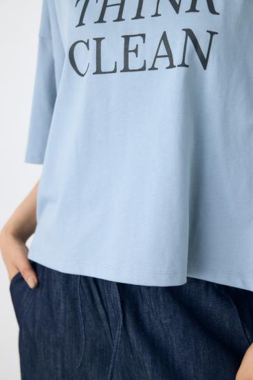 ドロップショルダーロゴ5分袖Tシャツ 詳細画像