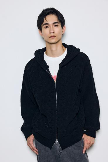 【AW先行アイテム】【ぬくもち】ジップアップニットフーディー