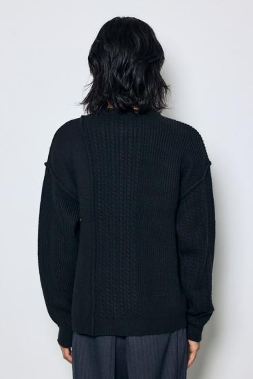 編み柄MIXニットトップス 詳細画像