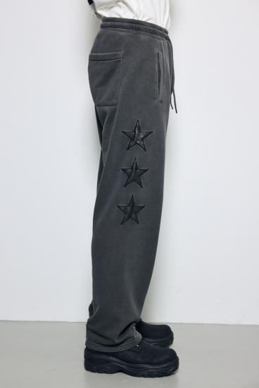 合皮アップリケ裏毛パンツ 詳細画像