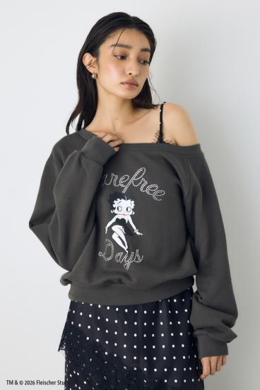 【Betty Boop&trade;×AZUL】ワンショルスウェット