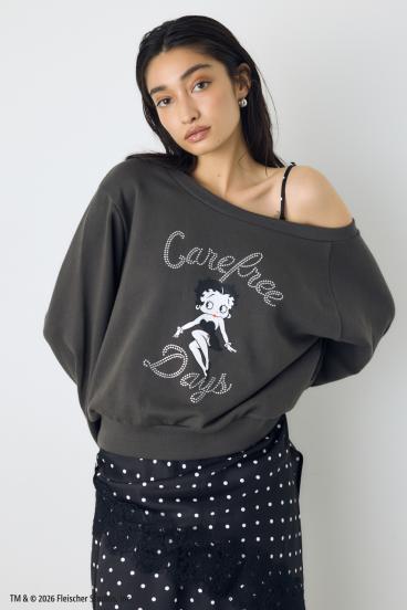 【Betty Boop&trade;×AZUL】ワンショルスウェット