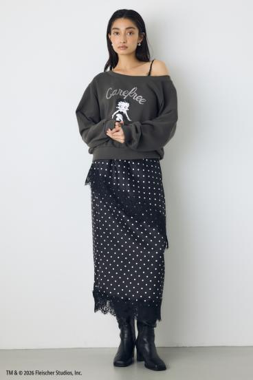 【Betty Boop&trade;&times;AZUL】ワンショルスウェット 詳細画像