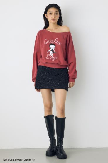 【Betty Boop&trade;&times;AZUL】ワンショルスウェット 詳細画像