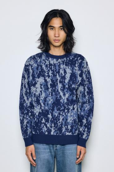 総柄ニットトップス｜MEN｜E01JAC70-B015｜AZUL BY MOUSSY（アズール