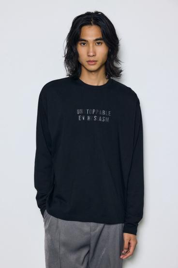 配色厚盛ラバープリントロンT