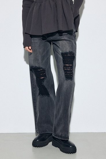 AZUL DENIM レースワイドデニム