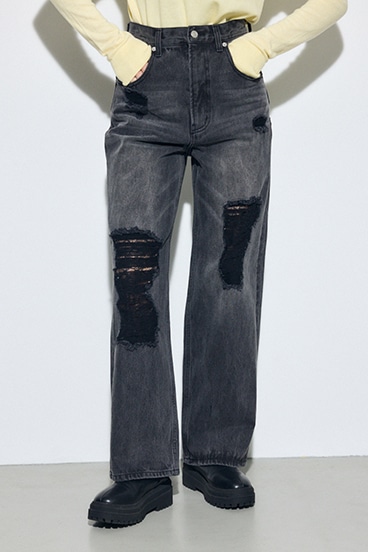 AZUL DENIM レースワイドデニム