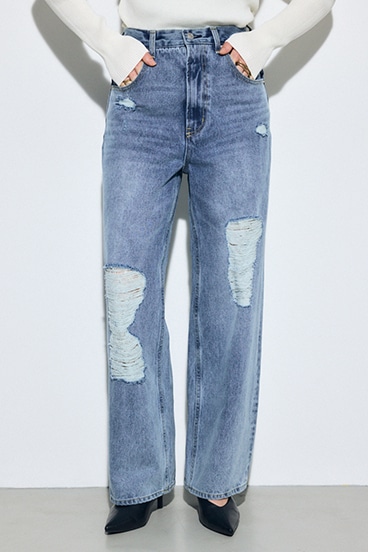 AZUL DENIM レースワイドデニム