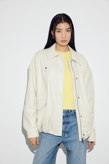 フェイクレザーミドルブルゾン