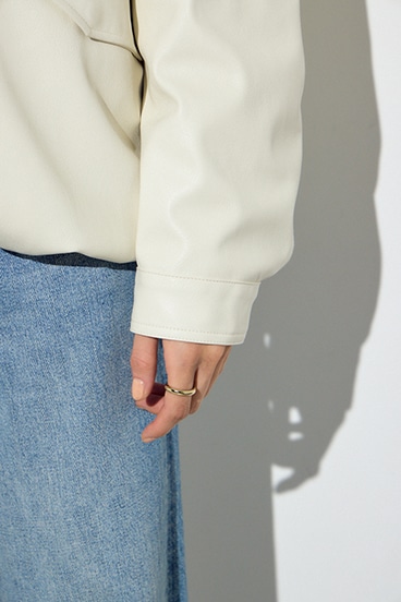 フェイクレザーミドルブルゾン 詳細画像