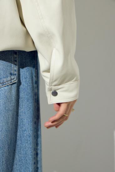 フェイクレザーミドルブルゾン 詳細画像