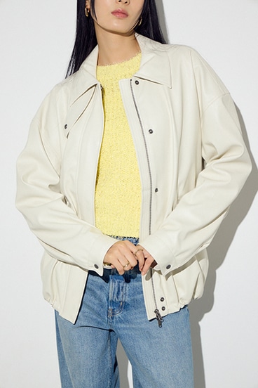 フェイクレザーミドルブルゾン