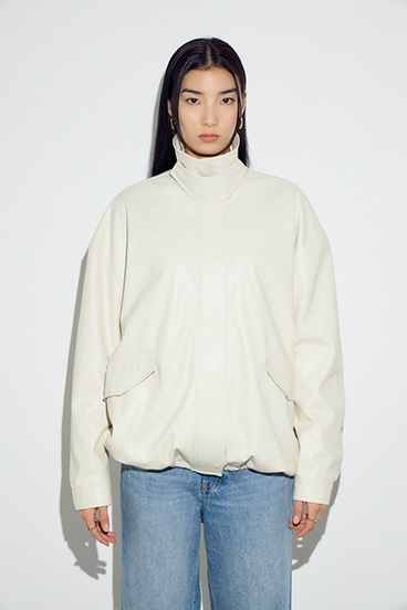 フェイクレザーミドルブルゾン 詳細画像