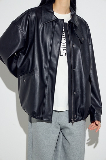 フェイクレザーミドルブルゾン