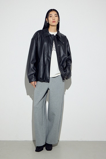 フェイクレザーミドルブルゾン 詳細画像