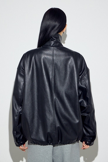 フェイクレザーミドルブルゾン 詳細画像