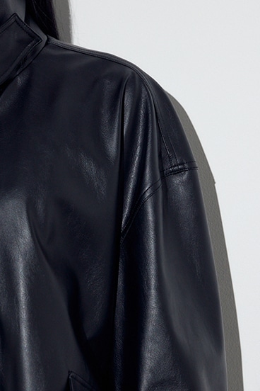 フェイクレザーミドルブルゾン 詳細画像