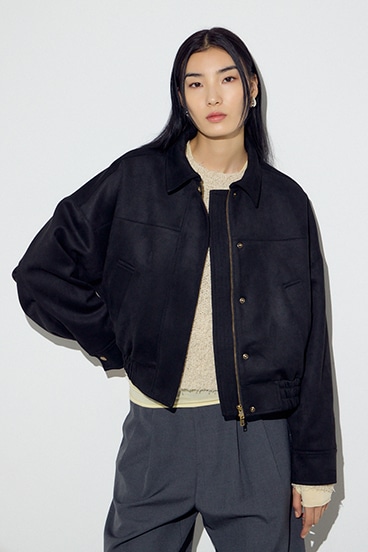 フェイクスエードショートブルゾン