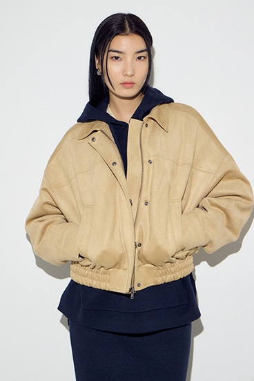 フェイクスエードショートブルゾン